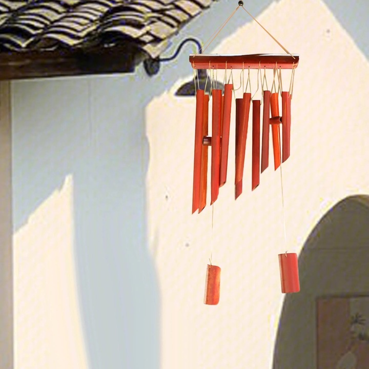 Bambusz szélcsengő, modern dekor, 21x55-65cm, természetes hangok, 1 db-os készlet