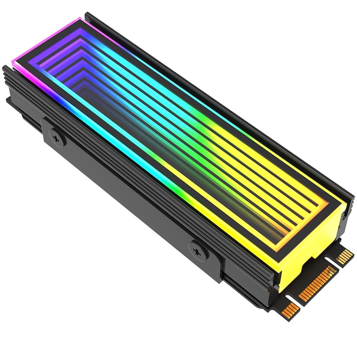 Охладител за M.2 2280 SSD с ARGB, алуминий, 72x23x14mm, комплект от 3 термо подложки