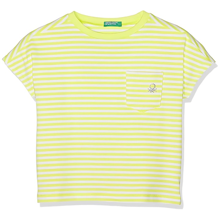 Gyermek póló, United Colors of Benetton, csíkos, pamut/elasztán, sárga