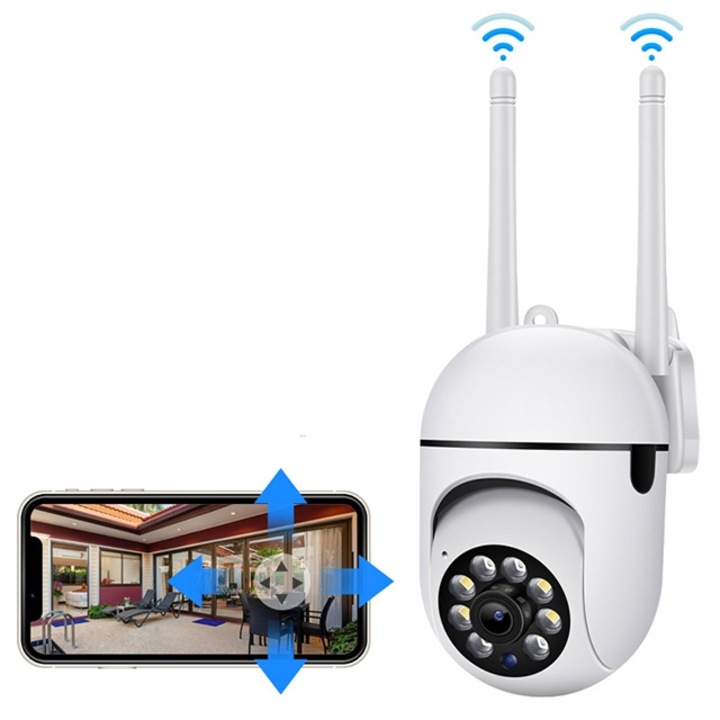 Camera de supraveghere, 1080P, noapte, rezistenta la apa, alb