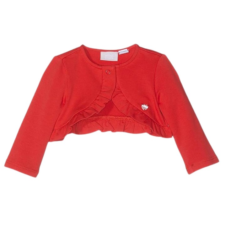 Chicco lány bolero, piros, pamut és elasztán, hosszú ujjú, patentos záródás