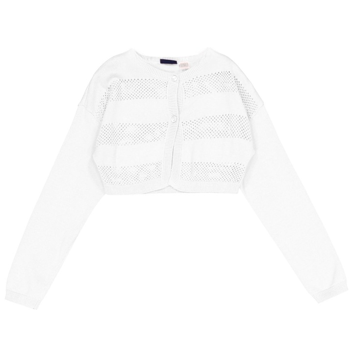 Chicco gyerek pulóver, pamut, fehér, elegáns design, bolero szabású