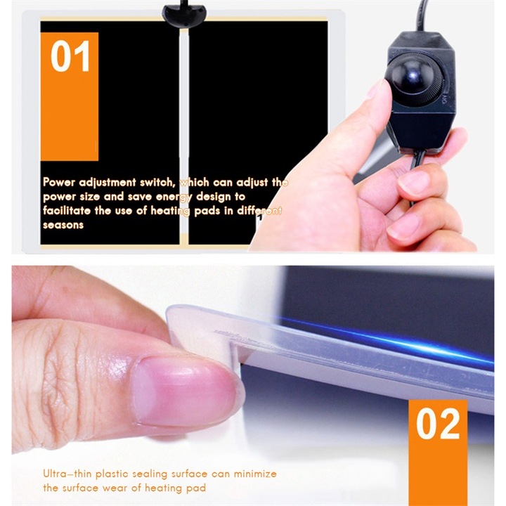 Perna electrica pentru reptile Enforose, 5W/7W/14W/28W, impermeabila, 15x14cm, 15x28cm, 28x28cm, 28x53cm