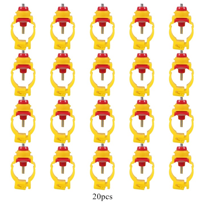 20 бр./пакет автоматична хранилка за пилета, нипели, патици, птици, дозатор за вода за тръба 25 мм