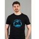 Tricou barbati pentru gameri, din bumbac organic, imprimat grafic, Gamer Mode Activated, Negru, M