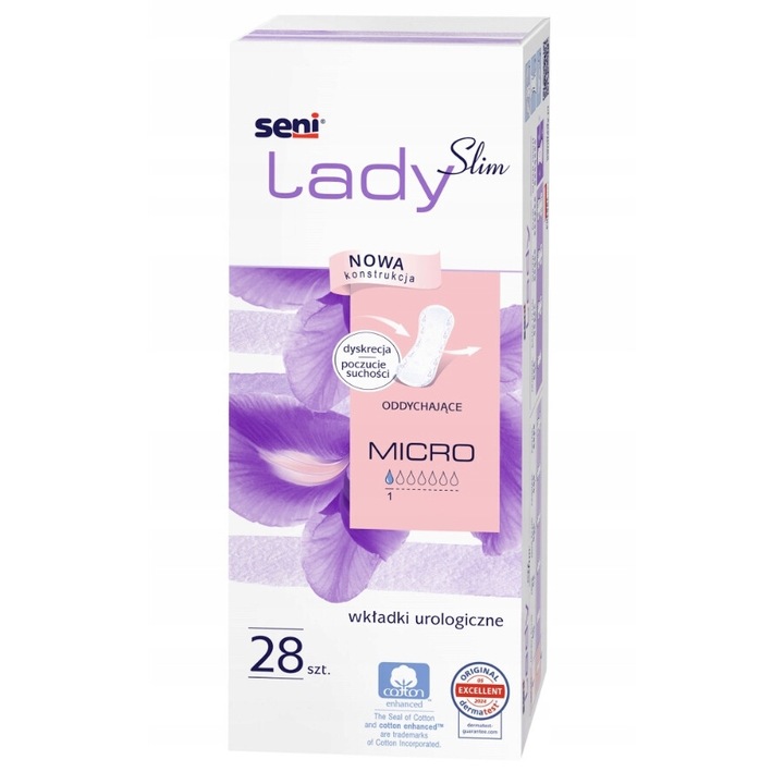 Absorbante urologice Seni Lady Slim Micro, 28 bucati, ultra-subtiri, respirabile, culoare alba