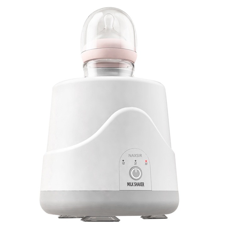 Agitator electric pentru biberon, NAXSIR, reglare a vitezei in 3 trepte, 180 s, agitare la 360°, antiderapant, silent, Incarcare USB, 1200 mAh, gri