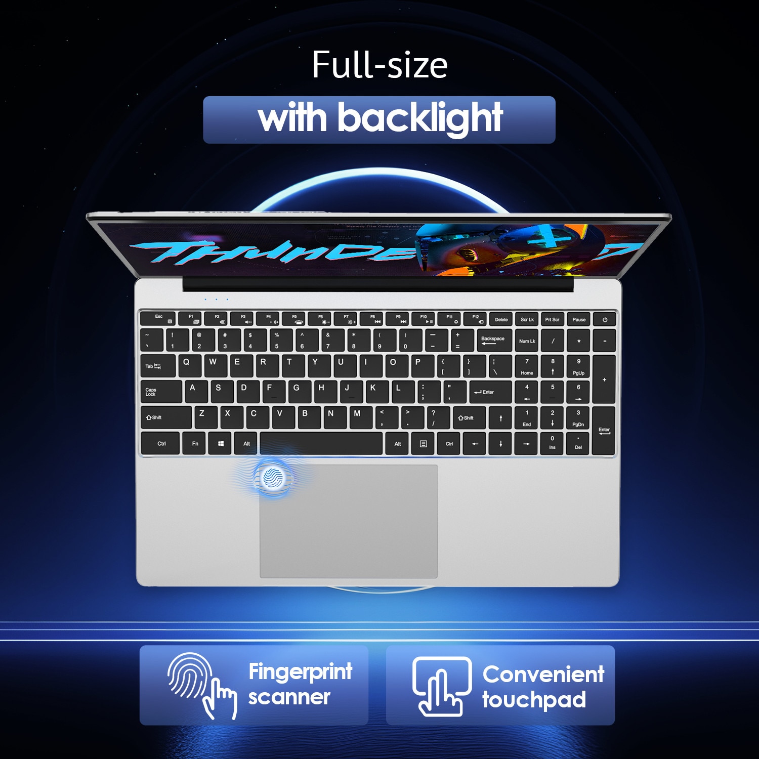 Laptop de 15.6 inchi 16GB 512 GB Celeron N5095 4 nuclee, 1920X1080P, Win 11 Pro, cu ventilator de racire, WiFi dual, Argent metalic