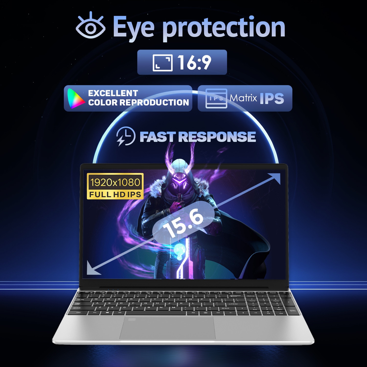 Laptop de 15.6 inchi 16GB 512 GB Celeron N5095 4 nuclee, 1920X1080P, Win 11 Pro, cu ventilator de racire, WiFi dual, Argent metalic