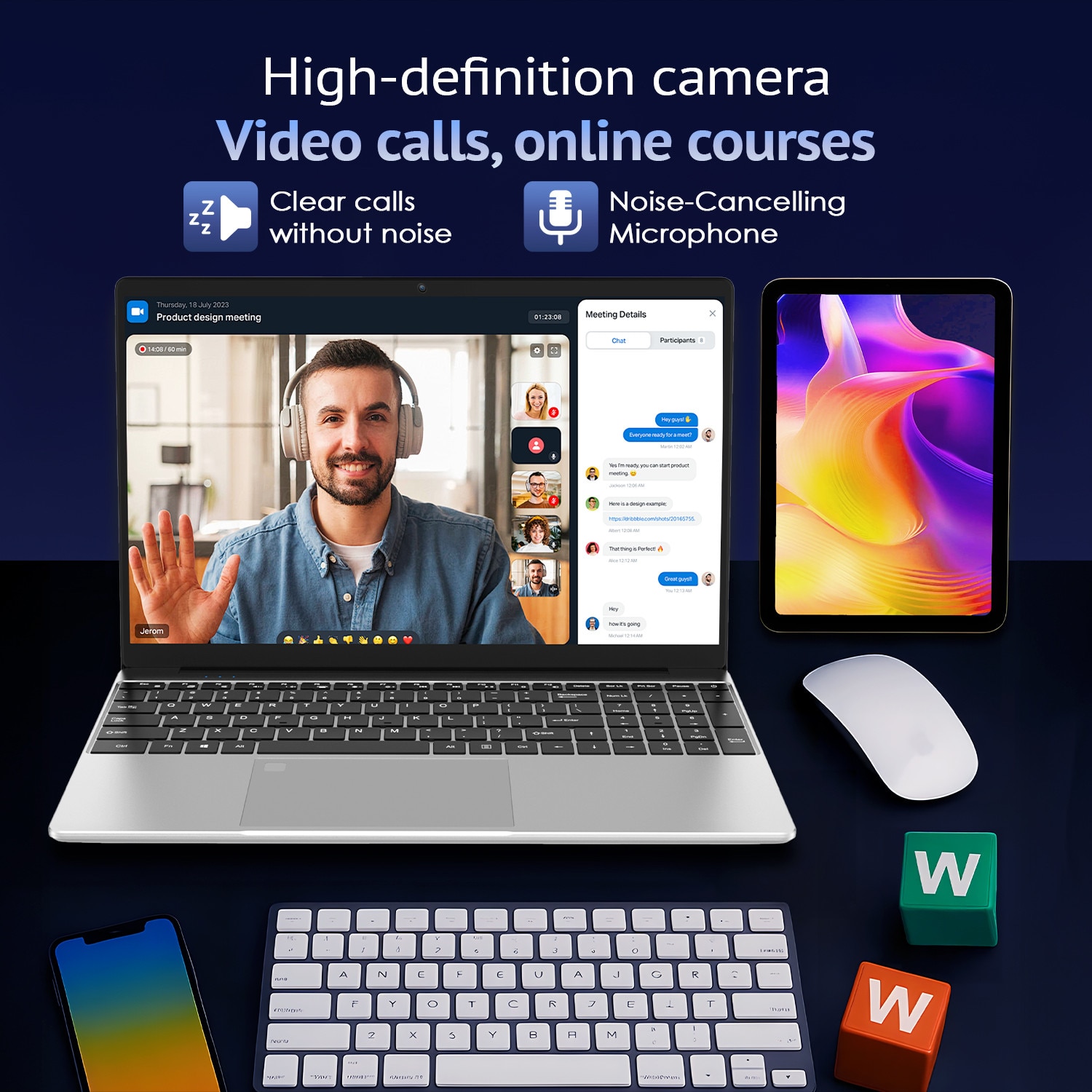 Laptop de 15.6 inchi 16GB 512 GB Celeron N5095 4 nuclee, 1920X1080P, Win 11 Pro, cu ventilator de racire, WiFi dual, Argent metalic