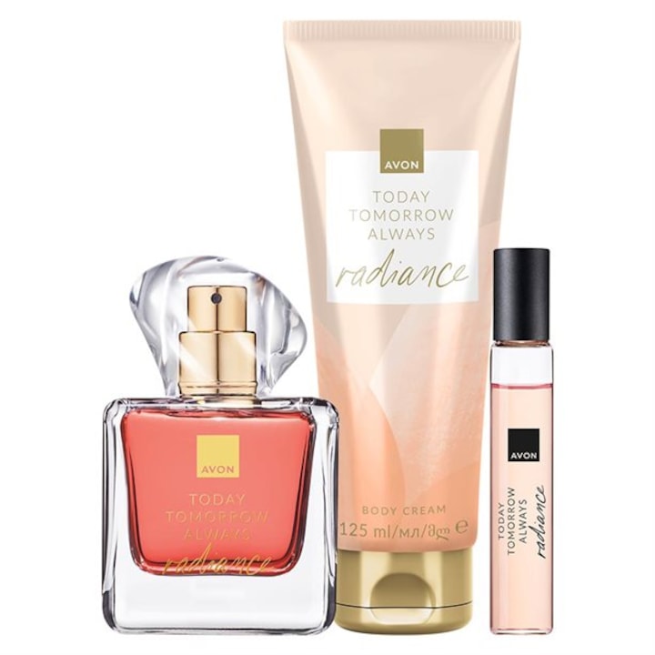 Set 3 produse TTA Radiance, Avon- Apa de parfum 50 ml, Lotiune de corp 125 ml, Mini-Apa de parfum 10 ml
