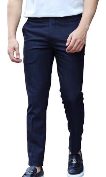 Pantaloni din Stofa pentru Barbati, Slim Fit, Bleumarin