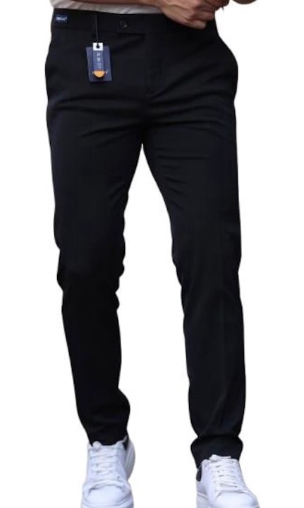 Pantaloni din Stofa pentru Barbati, Slim Fit, Negru