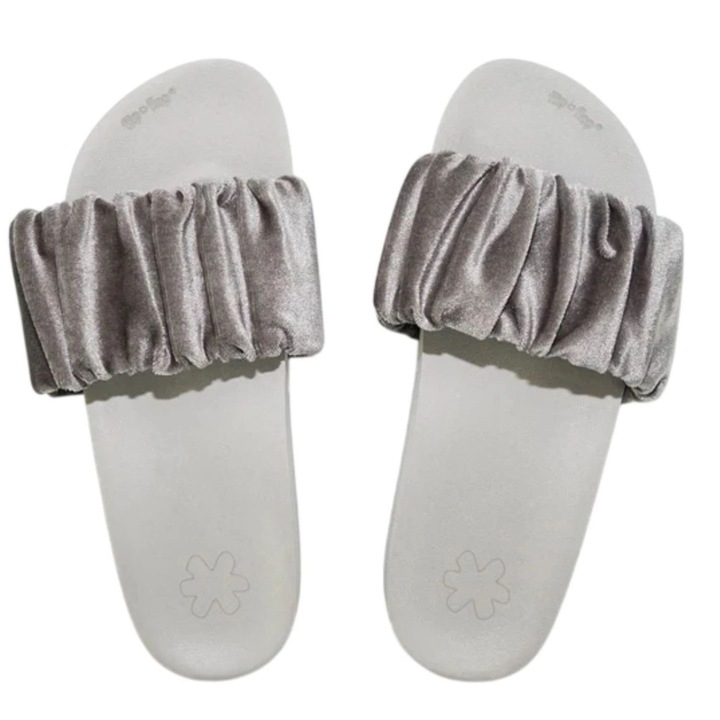 Papuci Flip Flop, catifea usoara, confortabili, gri, dama, 41 EU