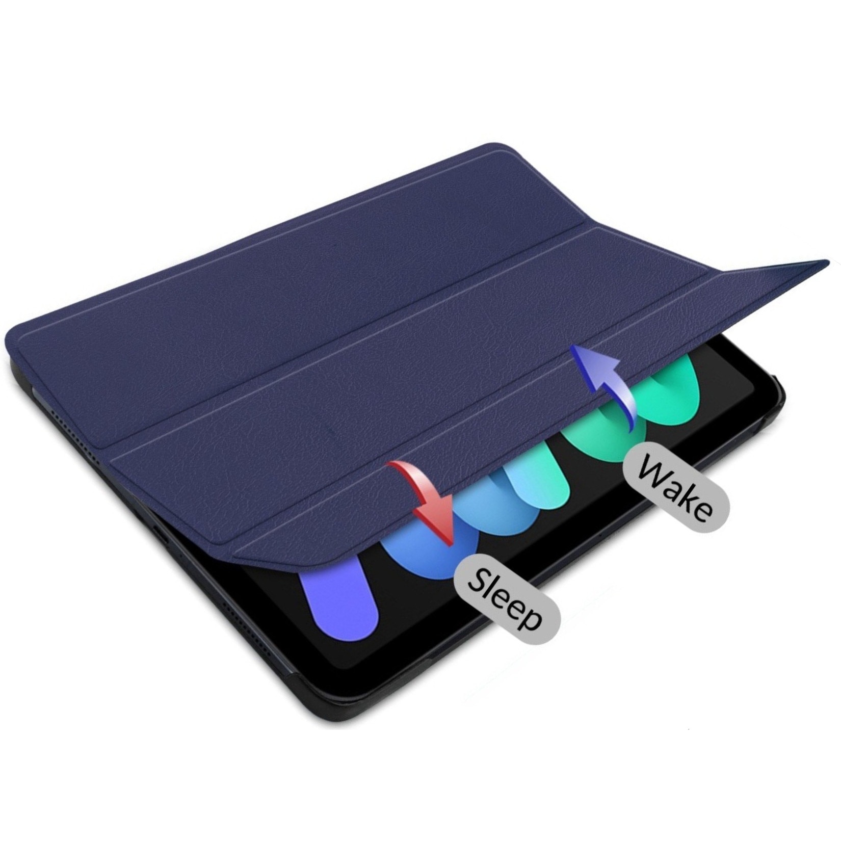 Husa pentru tableta pentru iPad mini 6, 8,3 inci, Accesorio FoldPro, Materiale PU si PC, protectie cuprinzatoare, suport multi unghi, deschidere precisa, functie de trezire in somn, rezistenta la impact, rezistenta la uzura, albastru profund