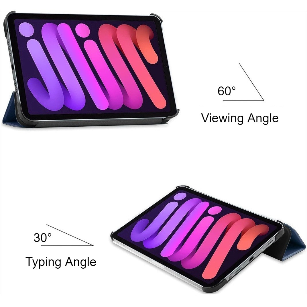 Husa pentru tableta pentru iPad mini 6, 8,3 inci, Accesorio FoldPro, Materiale PU si PC, protectie cuprinzatoare, suport multi unghi, deschidere precisa, functie de trezire in somn, rezistenta la impact, rezistenta la uzura, albastru profund