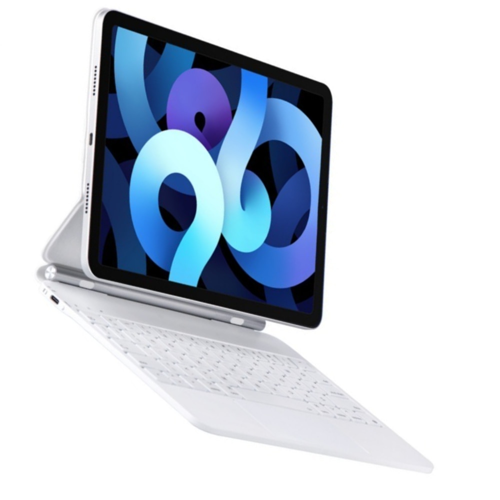 Husa cu tastatura pentru iPad Pro 13" 2024, 2in1, alb, cu suport, PC, Suport magnetic super puternic, moduri multiple de vizualizare, navigatie rapida, butoane stil foarfece