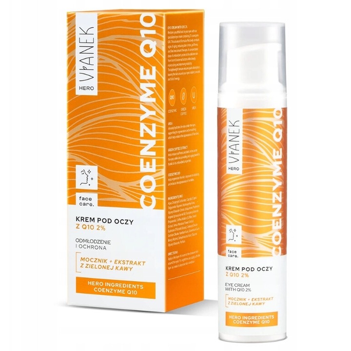 Vianek Hero szemkörnyékápoló krém Q10 koenzimmel 2%, 15 ml, minden bőrtípusra, könnyű textúra