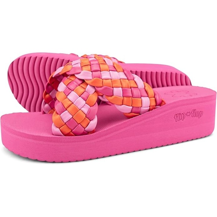Slapi dama Flip Flop, model Wedgy Cross, platforma, roz, sintetic, 41 EU