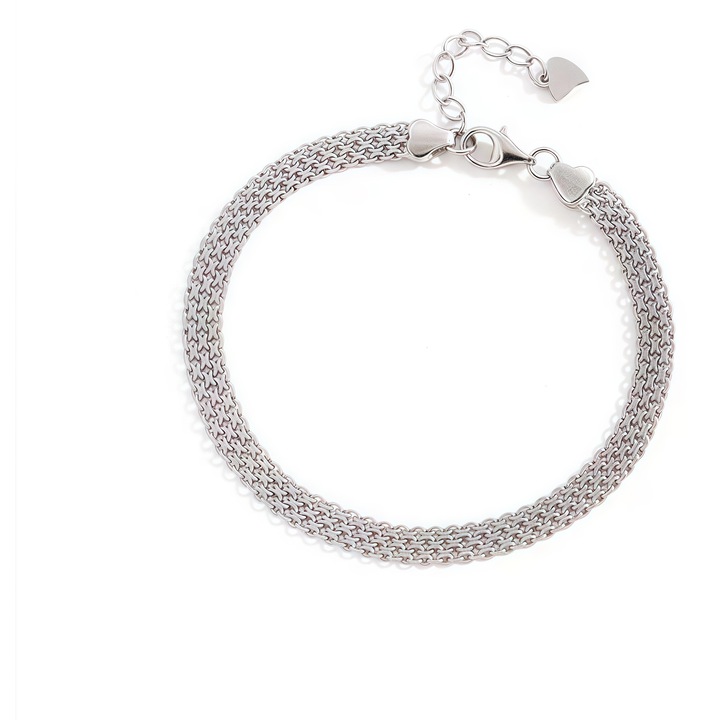 Bratara impletita cu dantela, Ajustabila, Dimensiune 16x22cm, Argintie