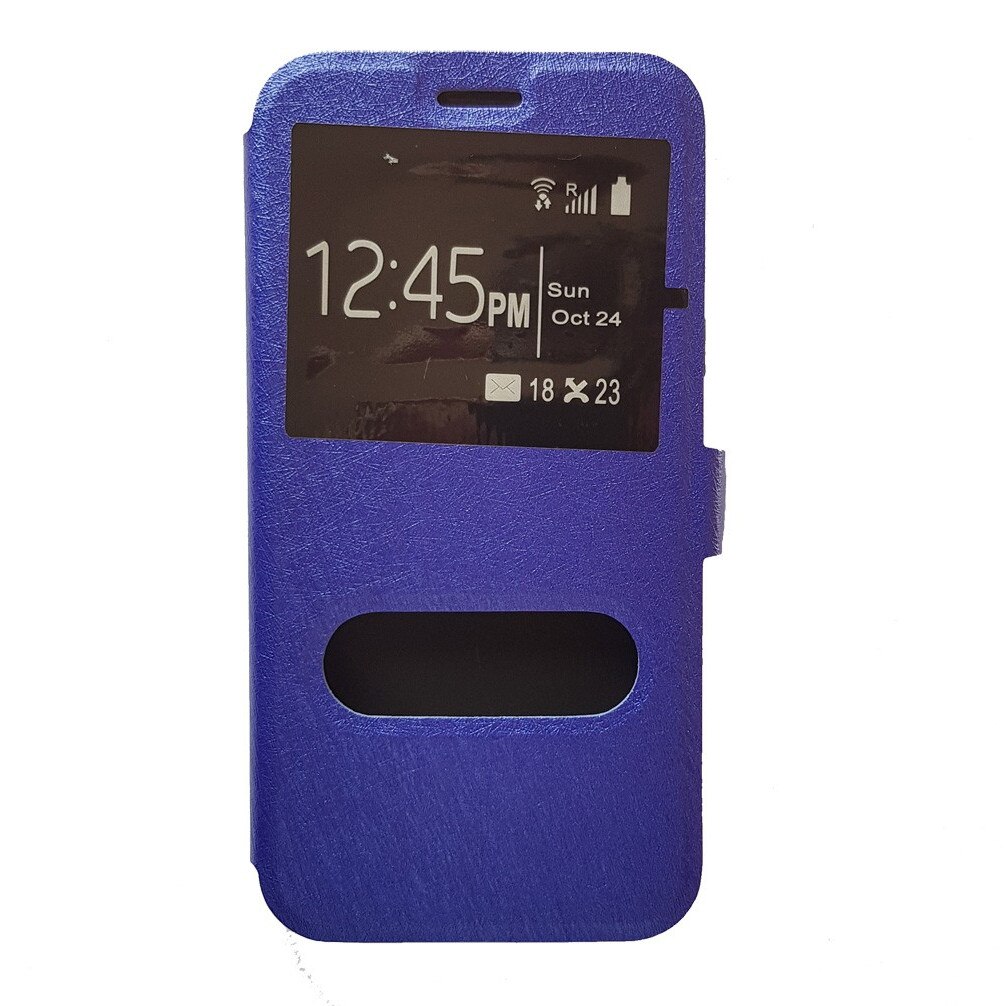 Husa tip carte cu geam dublu si magnet mic Huawei P10 lite , Albastru