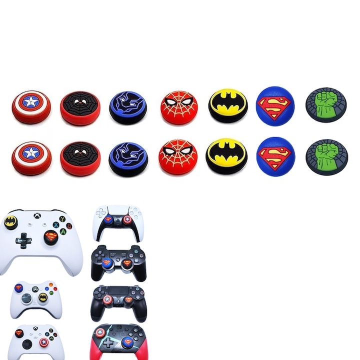 14 darabos hüvelykujj-markolat készlet, kontroller sapkák, szilikon, PS5/PS4/XBOX ONE Switch kontrollerhez, többszínű