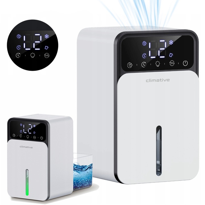 Otthoni páramentesítő, BYONDSELF®, 1200 ml-es víztartály, érintőképernyő, 7 színű környezeti megvilágítás, automatikus kikapcsolásvédelem maximális páratartalom esetén, szárító funkció, fehér