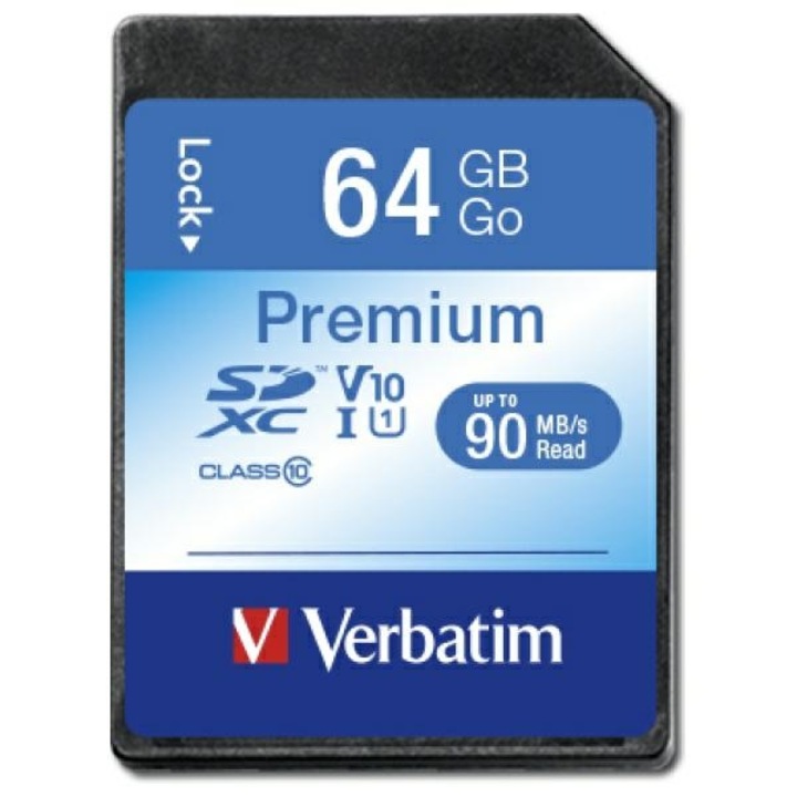 Carda memorie SDXC 64GB Verbatim Premium U1 V10, neagra, rezistenta la temperaturi extreme