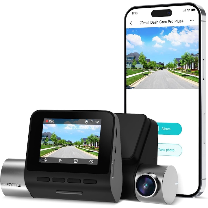 Автомобилна камера 70mai Dash Cam A500S, 70mai 2.7K предна видеорегистратор A500S, 1944P UHD видеорегистратор за автомобили със Sony IMX335