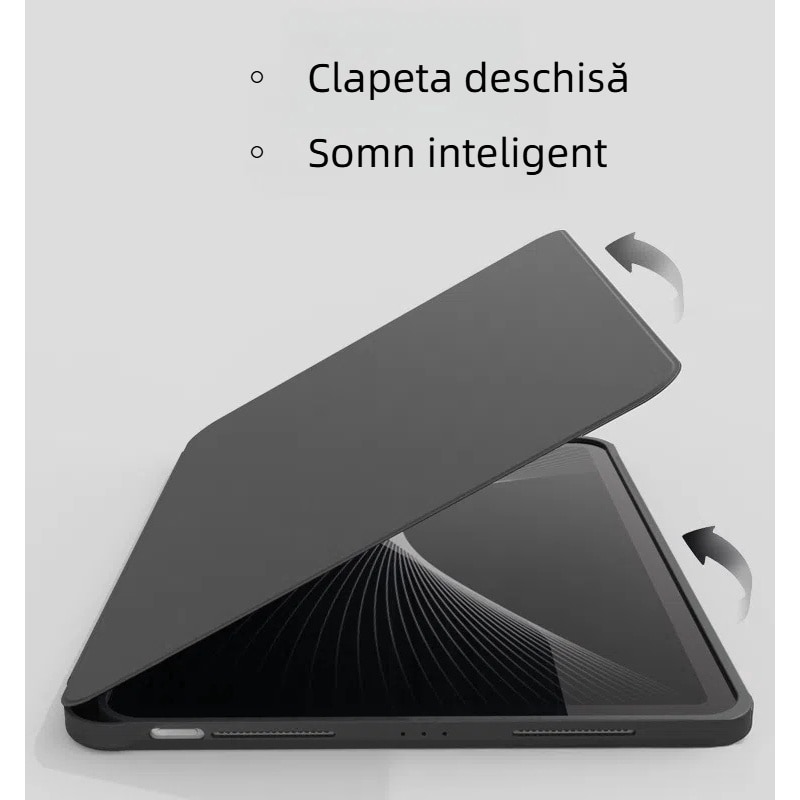 Husa tablete, Silicon, compatibila Samsung Galaxy Tab A9 8.7 inch, pivotant 360°, negru/gri