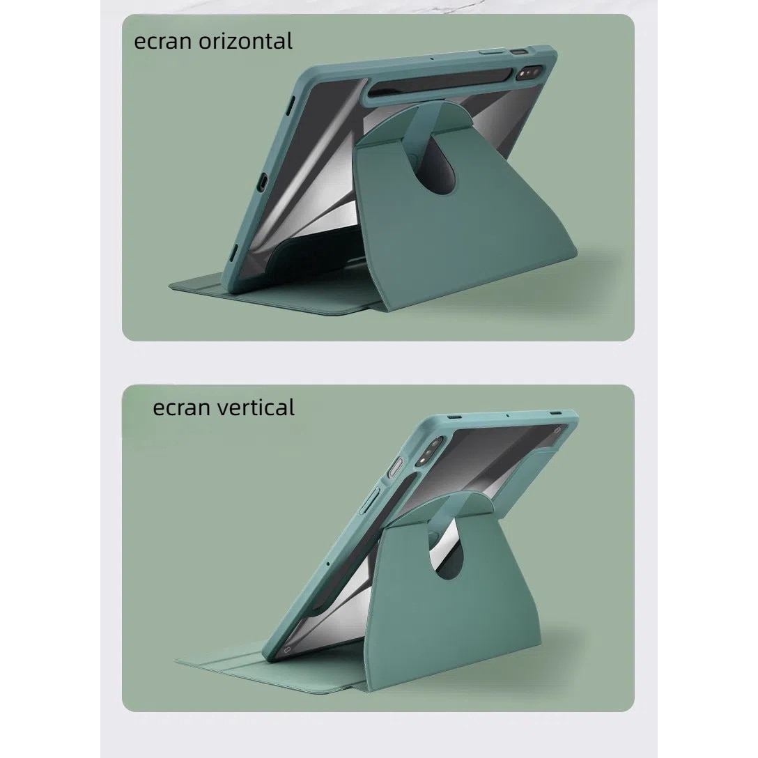Husa tablete, Silicon, compatibila Samsung Galaxy Tab A9 plus 11 inch, pivotant 360°, verde inchis