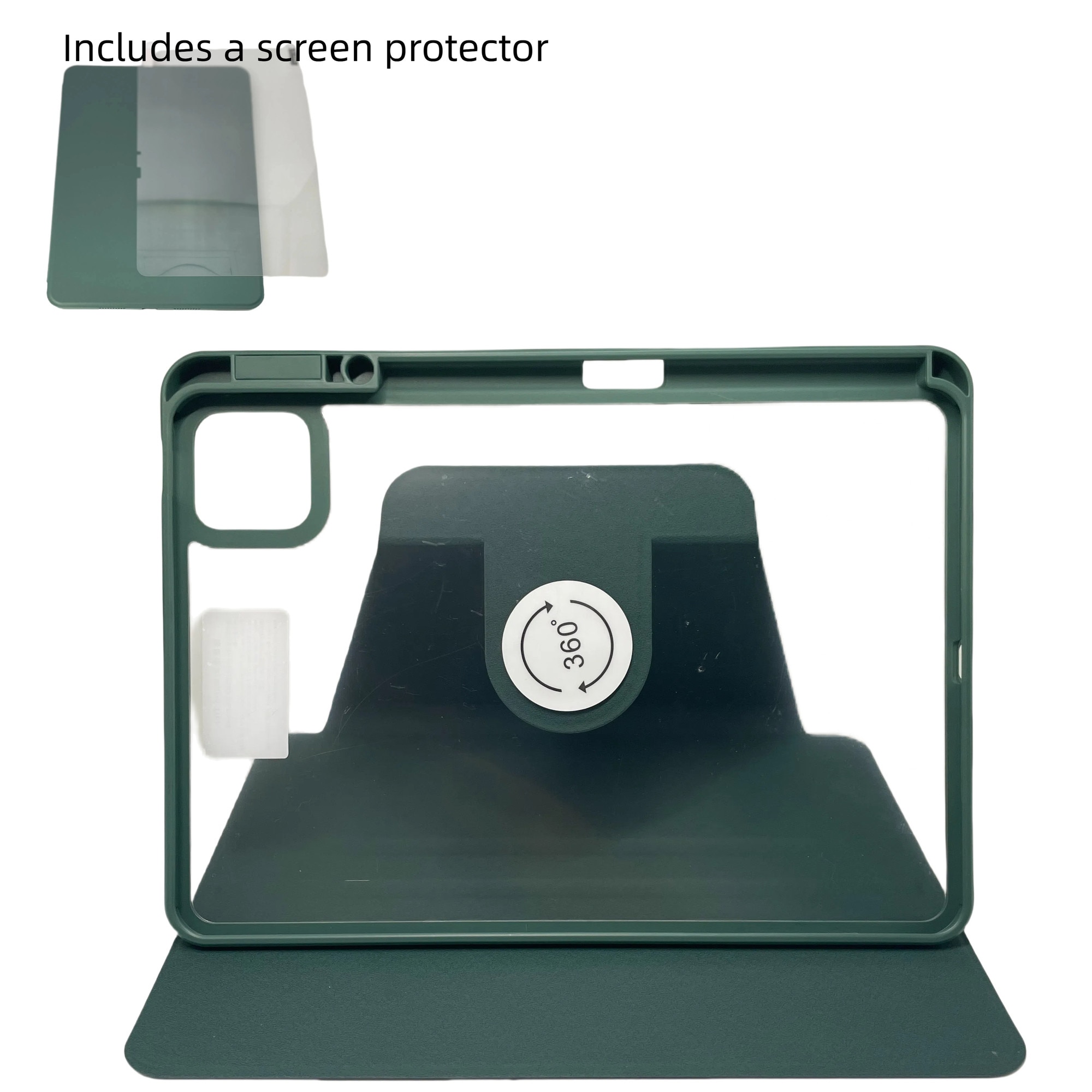 Husa tablete, Silicon, compatibila Xiaomi Pad7/7 pro 11.2 inch, pivotant 360°, verde inchis
