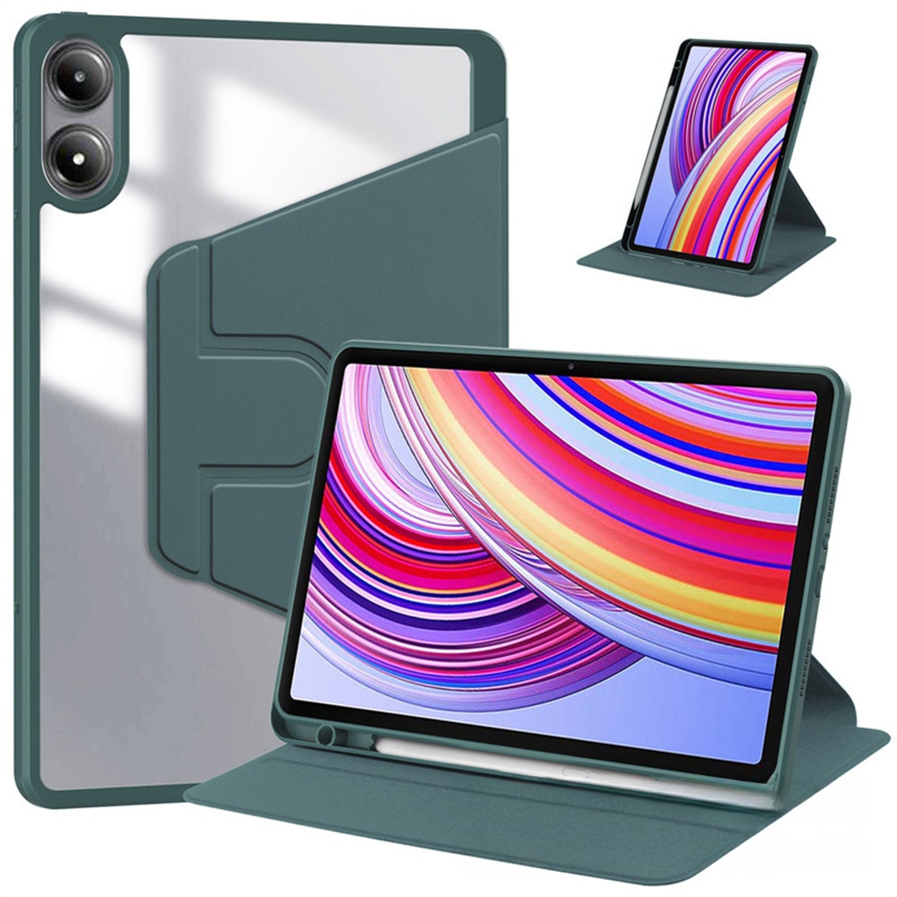 Husa tablete, Silicon, compatibila Xiaomi Pad7/7 pro 11.2 inch, pivotant 360°, verde inchis
