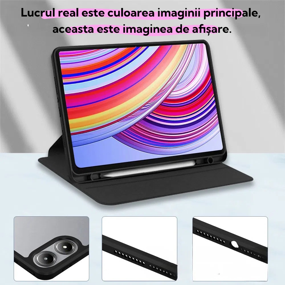 Husa tablete, Silicon, compatibila Xiaomi Pad7/7 pro 11.2 inch, pivotant 360°, Albastru glaciar
