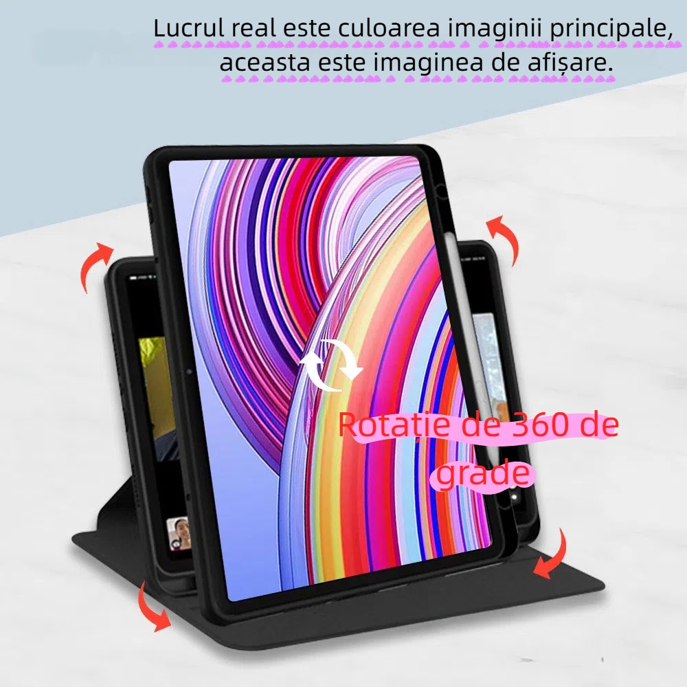 Husa tablete, Silicon, compatibila Xiaomi Pad7/7 pro 11.2 inch, pivotant 360°, Albastru glaciar