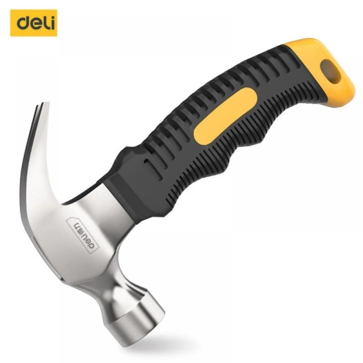 Мини чук с дръжка Deli 0,25 кг, обща дължина 160 мм, диаметър на чука 26 мм, черен цвят