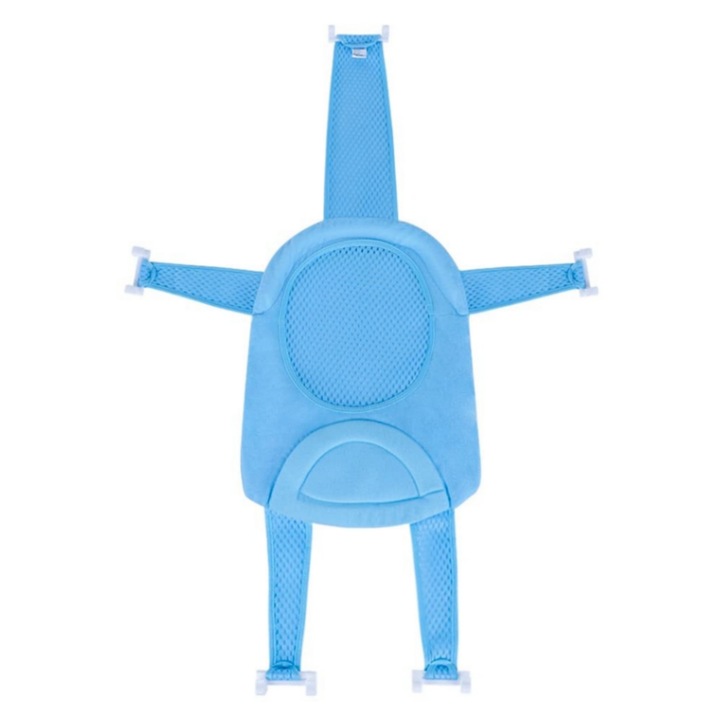 Поддържаща мрежа тип хамак за вана, 0-18 месеца, Полиестер, прикрепяща се към ваната, Vanaxalife®, Светло син