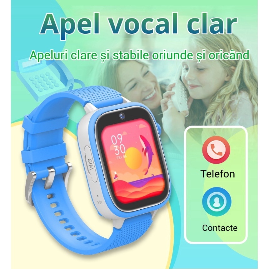 Ceas Smartwatch copii, Fudisenn®, 4G, GPS, Wi-Fi, Monitorizare spion ...
