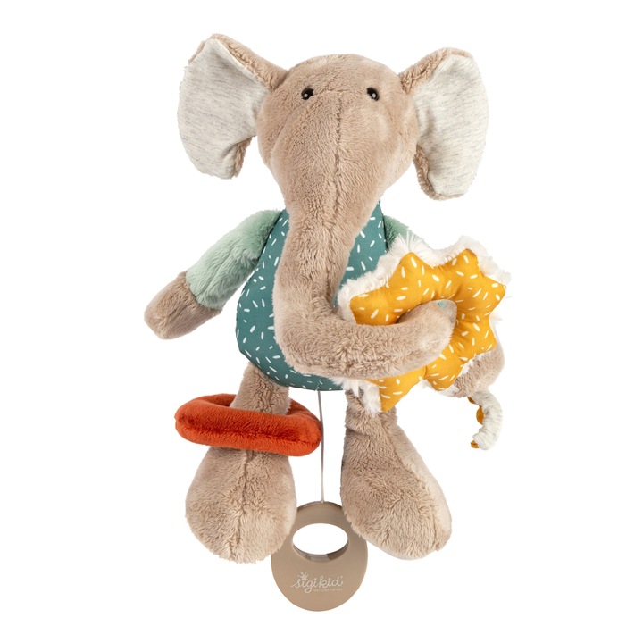Jucarie de plus Elefant muzical interactiv, Sigikid, multicolor, 11x15x27cm