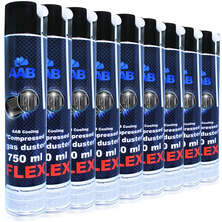 Spray aer comprimat AABCOOLING FLEX 9x750ml, biodegradabil, cu 18 duze si 9 tuburi flexibile de 60cm