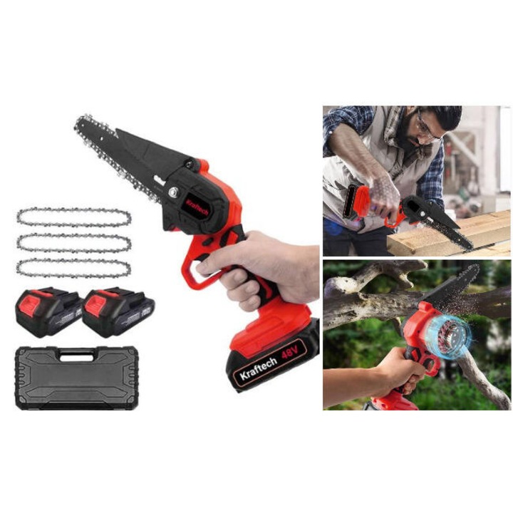 Kraftech mini láncfűrész,2 db akkumulátorral 48 V