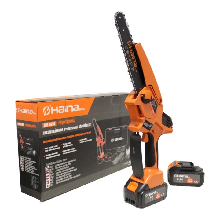 Ferastrau electric Haina HM-6797 cu lant de 8" cu ulei 2 buc 62 V 4000 mAh Baterii 8 buc