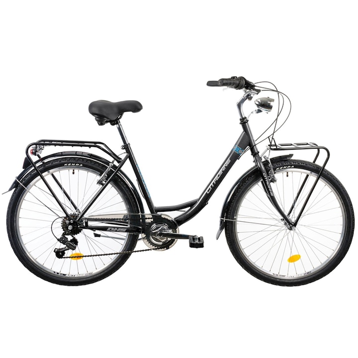 Bicicleta oras 26" DHS Citadinne 2634, cadru otel 18", frane V-Brake, 6 viteze, gri/albastru