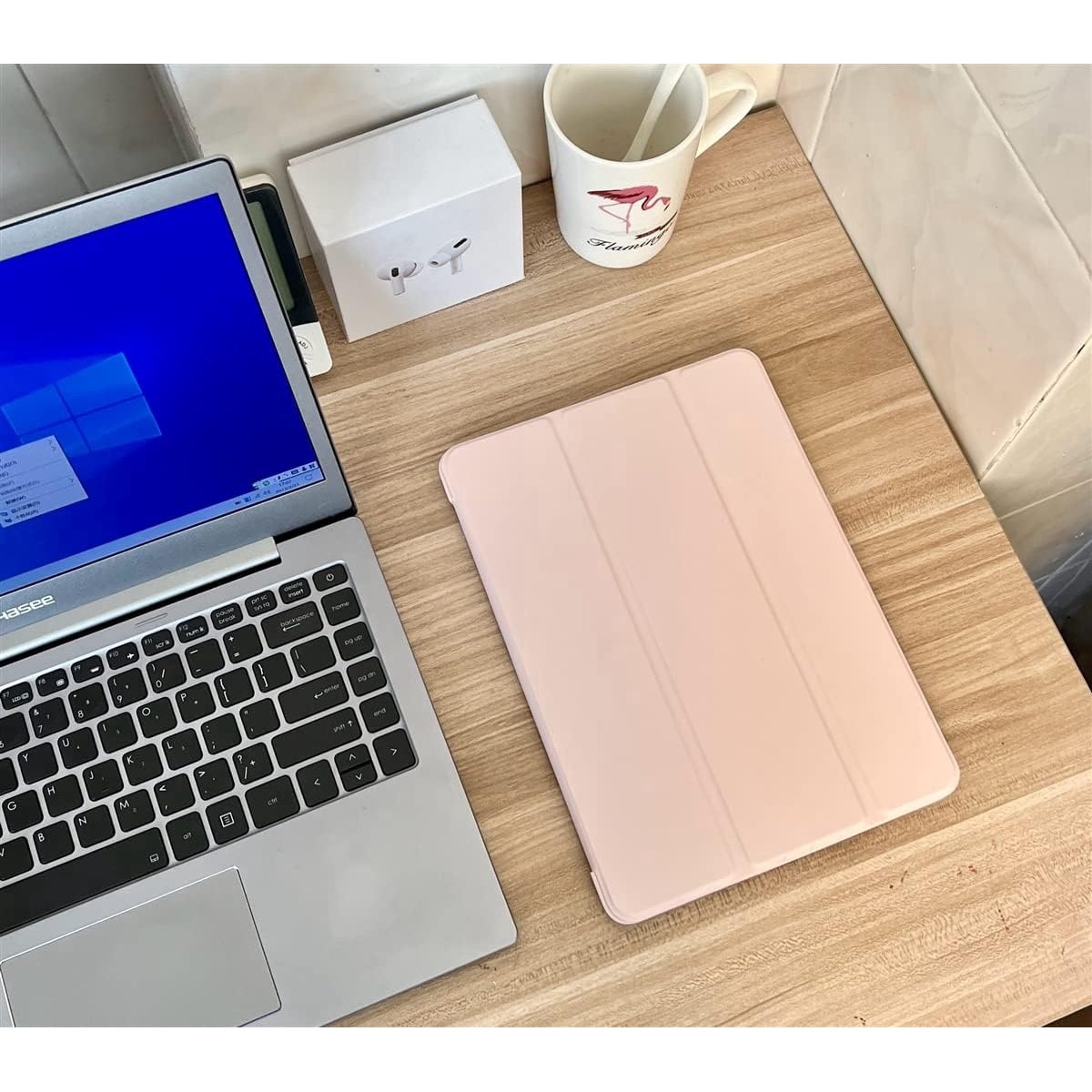 Husa Slim Sigloo, Smart Cover, Trifold, pentru tableta Huawei Matepad T10 / T10s (9.7 inch / 10.1 inch), Roz pudrat