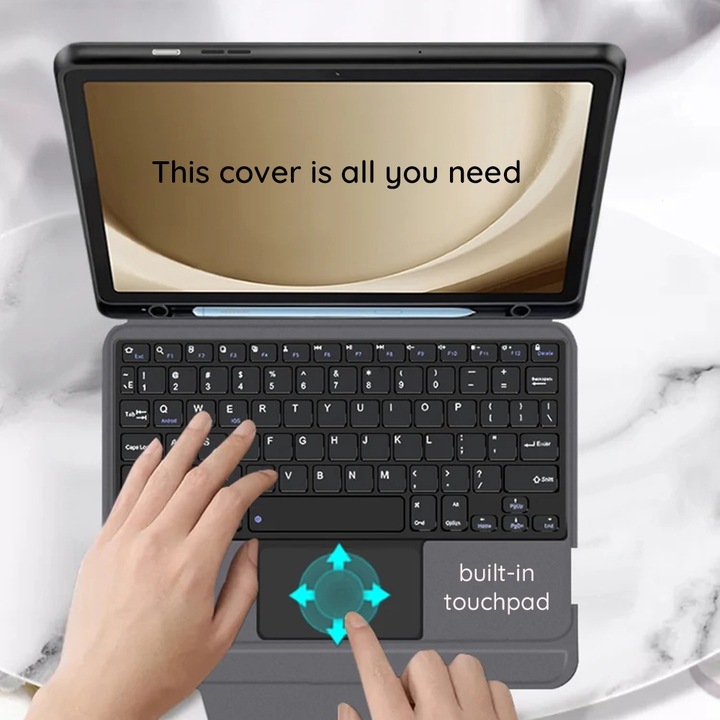 Gaudi Smart Keyboard Case, за iPad 10 (2022) 10.9 / 11 (2025), RGB осветление на клавишите, професионална стойка, бързо свързване, тънки клавиши, черен