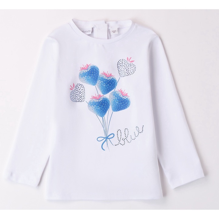 Sarabanda, Epermintas bluz strasszokkal, Feher, Kek szivecskekkel