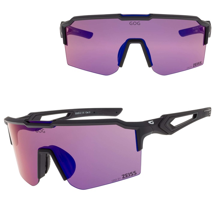 Ochelari sportivi GOG VALHALLA cu lentile ZEISS, negru/multicolor, dimensiuni 14x5.8cm, set cu etui