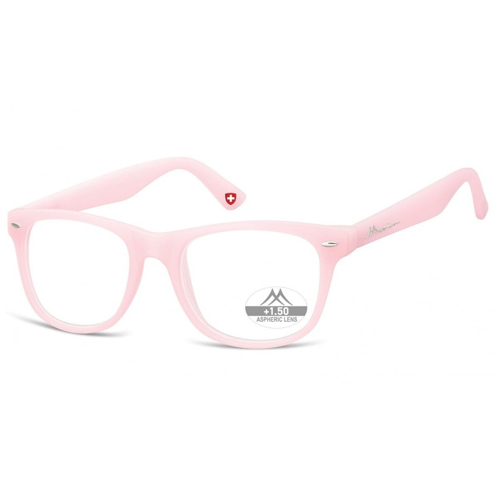 Ochelari de citit unisex Montana BOX67E, roz, asferici, +2.50, set cu etui si cutie