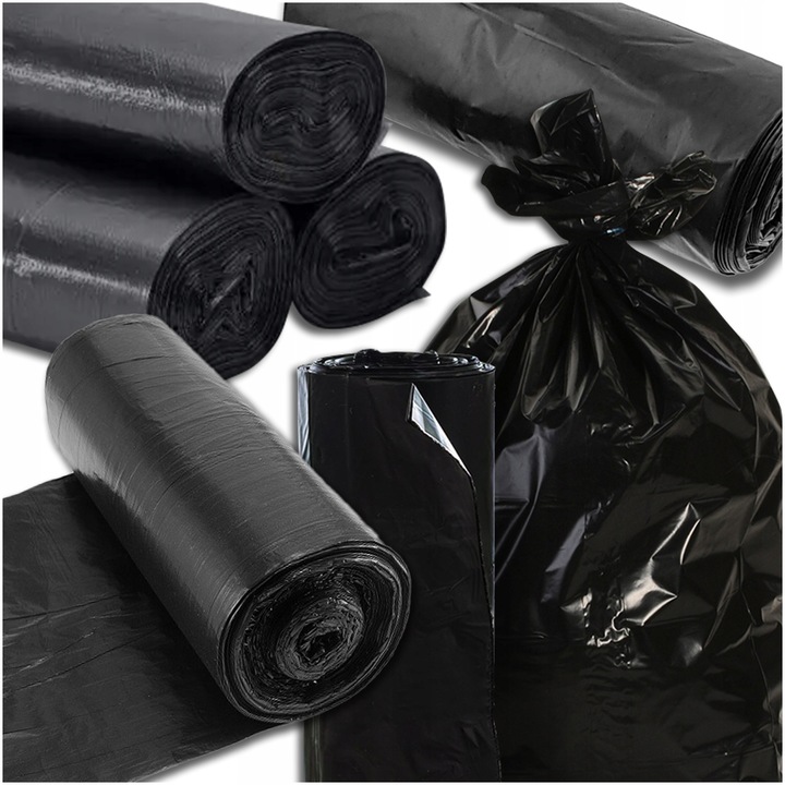 Торби за боклук 120 л, Home Markt24, комплект от 7 ролки, черни, 700x1050 мм