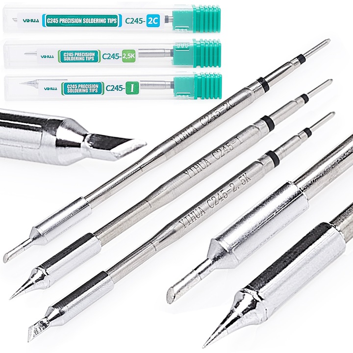 Set 3 varfuri de lipit Yihua C245, C245-I, C245-2C, C245-2,5K, argintiu